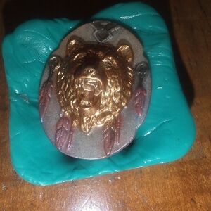 Native American Bear Cameo Mold, Jewelry Making - Resin / Polymer Clay 30 x 40mm
